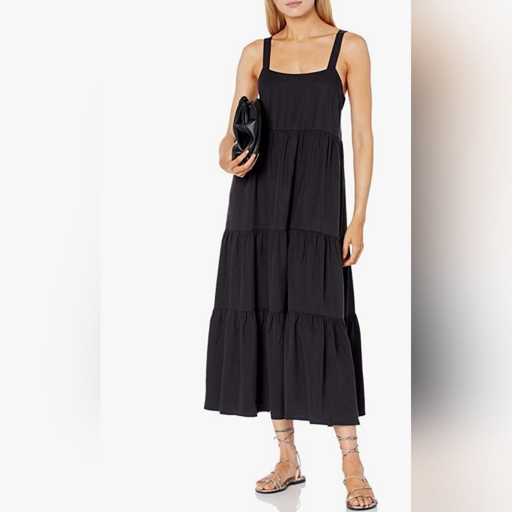 The Drop Britt Tiered Maxi Tent Dress Off Black